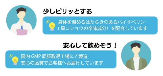 感想：少しピリッとする／安心して飲めそう！